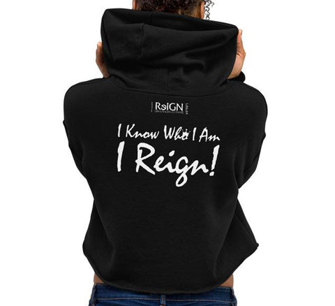 ReiGN Women's Cropped Fleece Hoodie (ID Series Wht Txt)